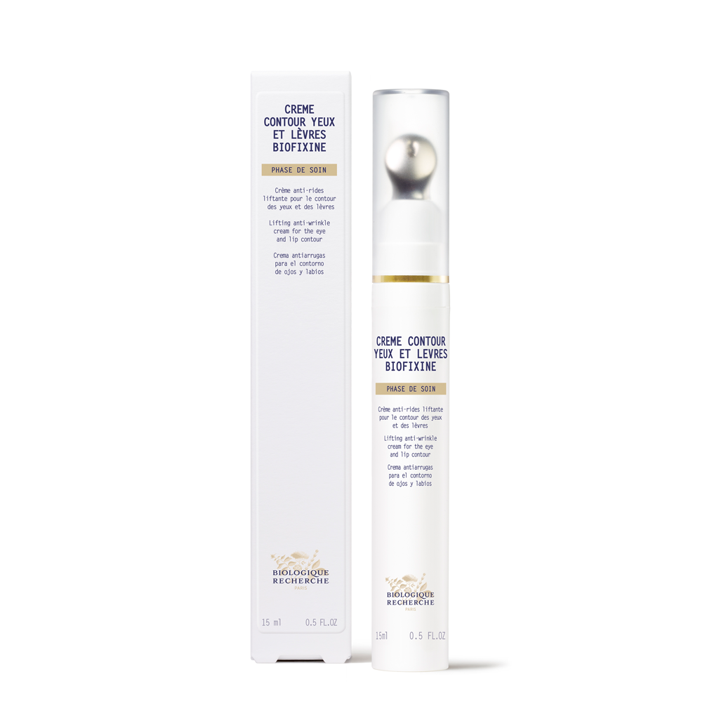 Biologique Recherche Crème Contour Yeux et Lèvres Biofixine anti-wrinkle eye and lip cream on a white background