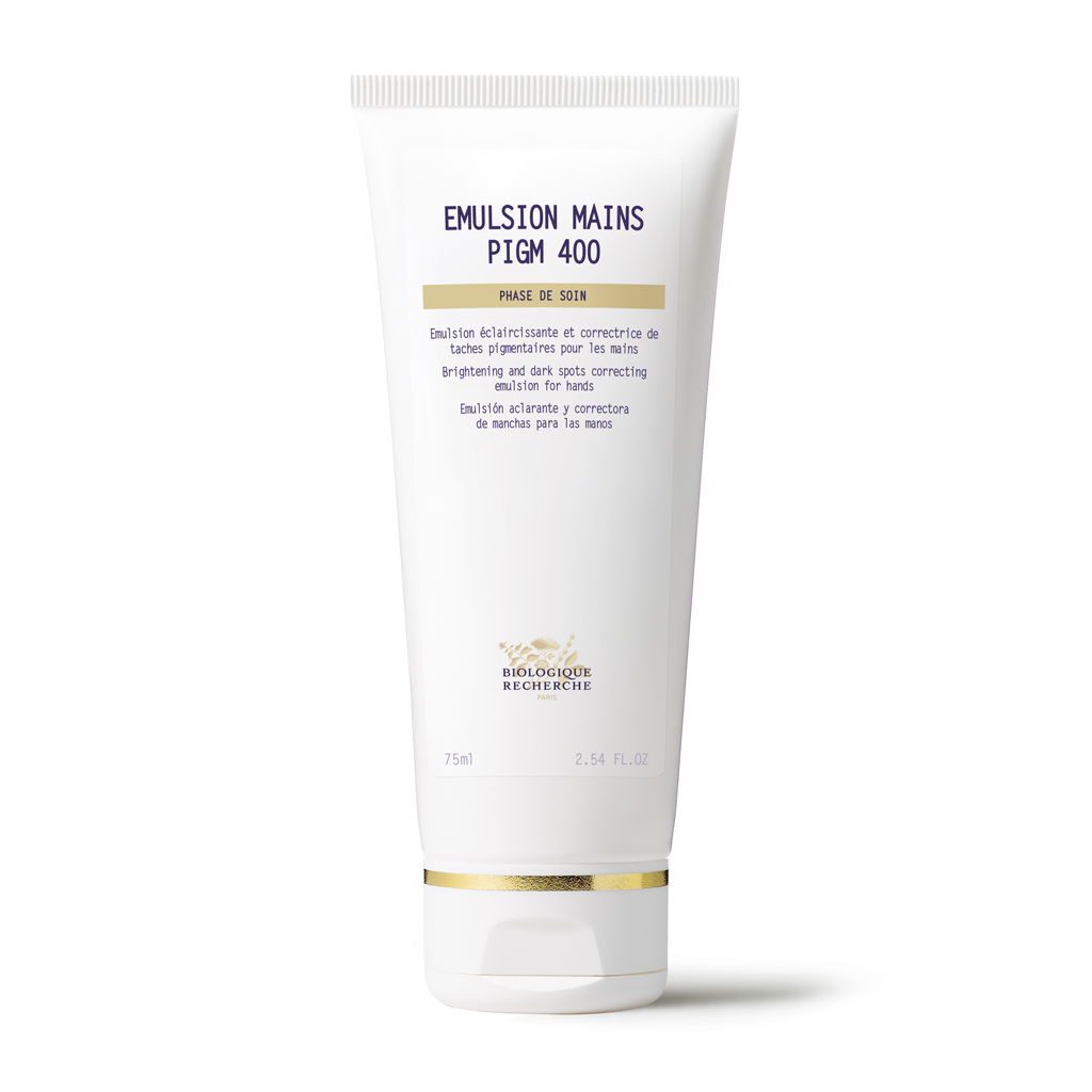 Biologique Recherche Emulsion Mains PIGM 400 brightening hand cream on a white background