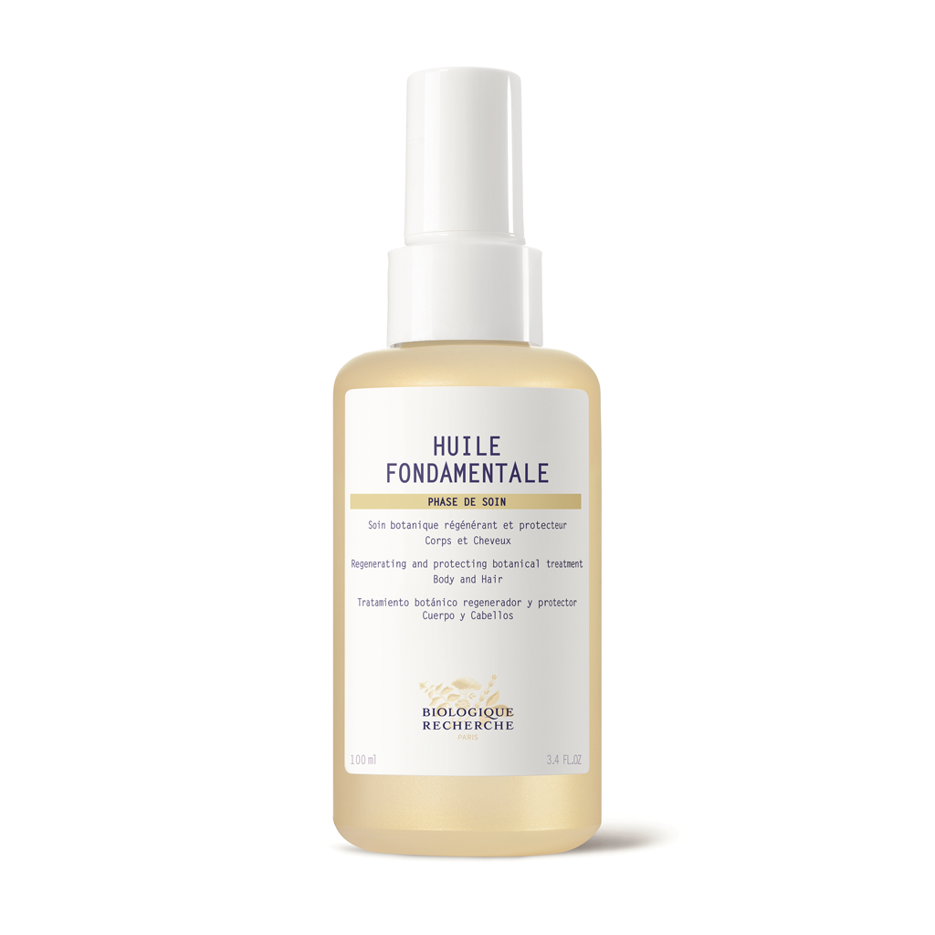 Biologique Recherche Huile Fondamentale regenerating botanical body oil on a white background