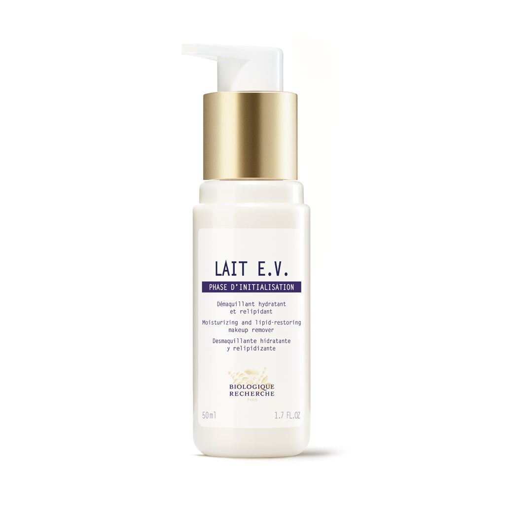 Lait E.V. skincare product bottle on a white background