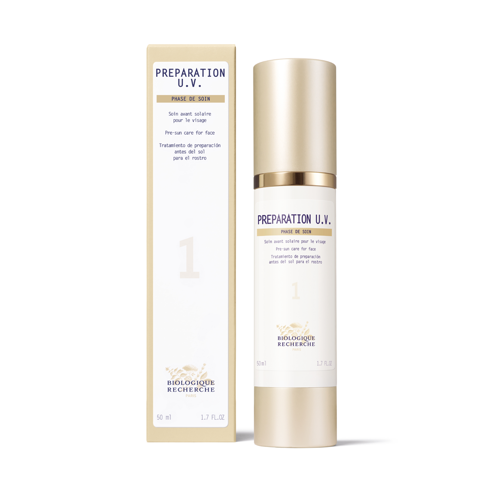 Biologique Recherche Préparation U.V. protective pre-sun face cream on a white background